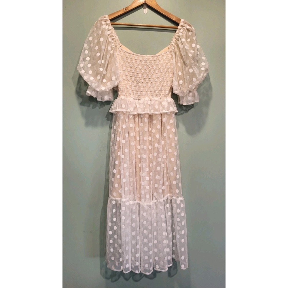 Vici Cream and White Polka Dot Midi Dress - Picture 6 of 10